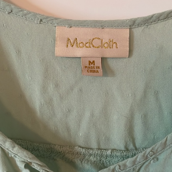 ModCloth Pale Green Ruffle Blouse - Picture 3 of 8